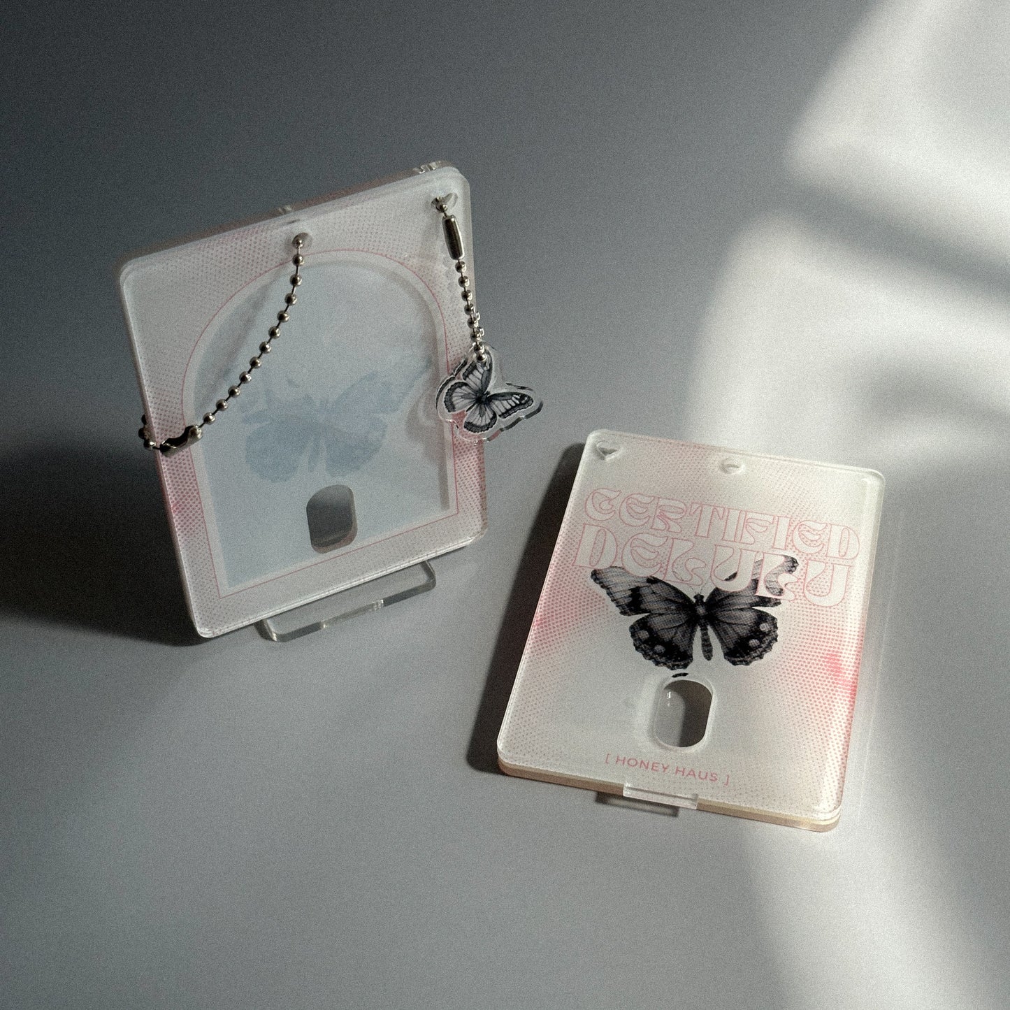 Certified Delulu (Pink Vers.) Acrylic Photocard Holder with Butterfly Charm