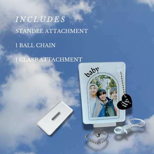 K-POP Certified Delulu Acrylic Photocard Holder with heart keychain