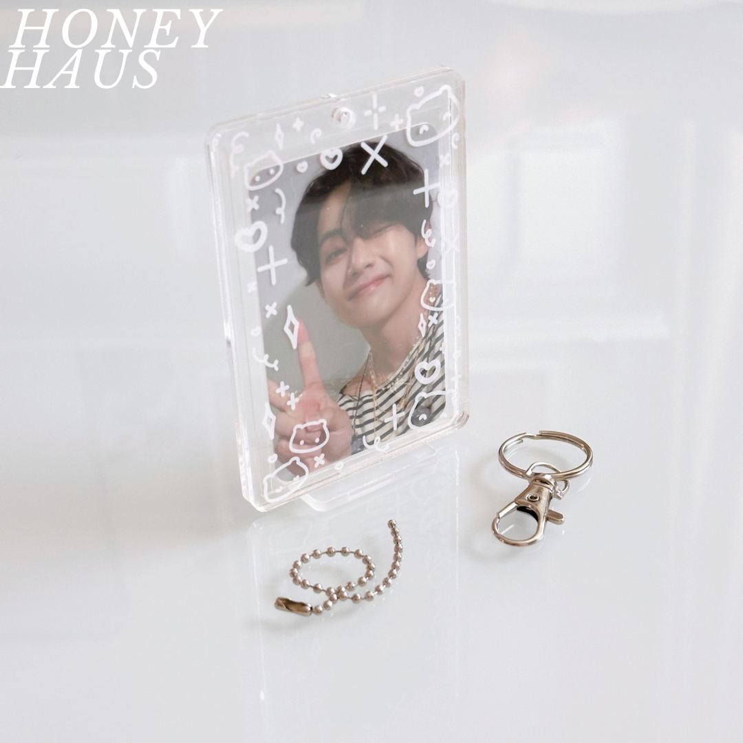 Transparent Kitty Doodle Acrylic Photocard Holder
