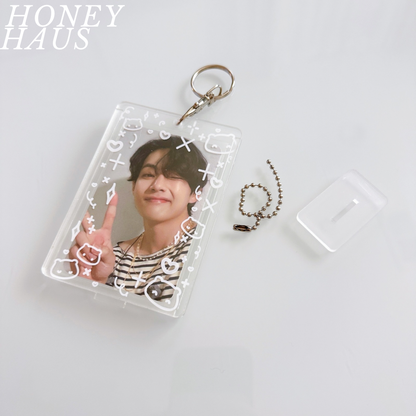 Transparent Kitty Doodle Acrylic Photocard Holder